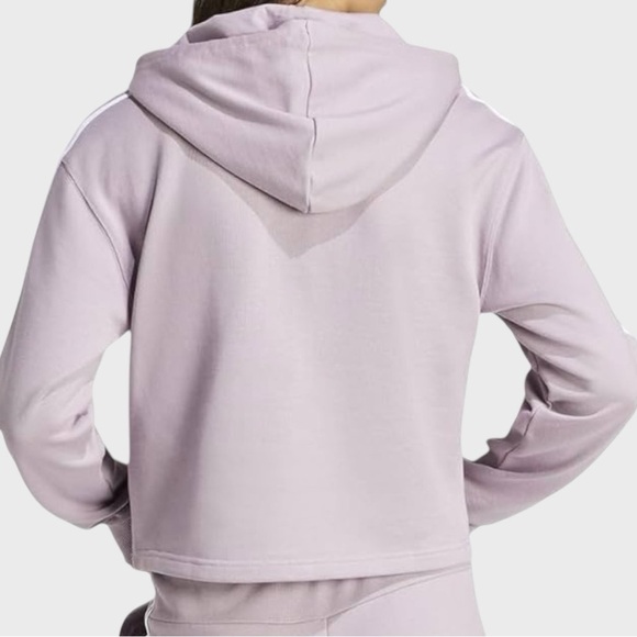 ADIDAS-ESSENTIALS 3-STRIPES FRENCH TERRY CROP HOODIE, NEW - Picture 4 of 4
